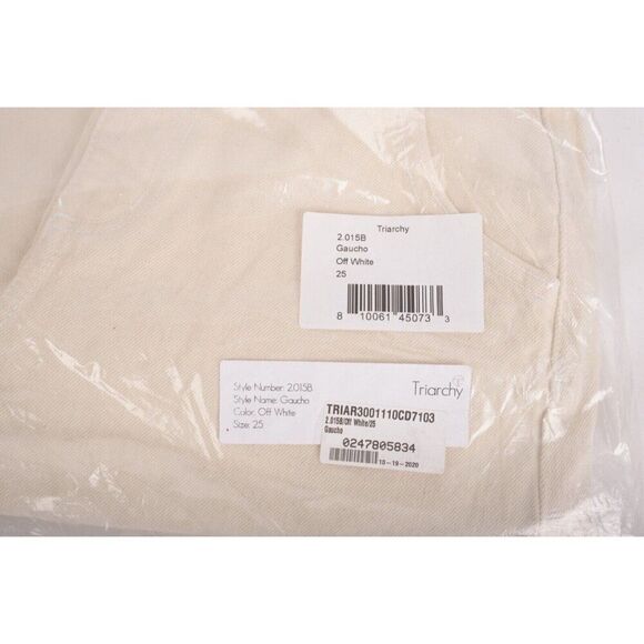 Triarchy Womens Wide Leg Cropped Gaucho Jeans Off White Ivory US 0 EU 25 New - Picture 8 of 8